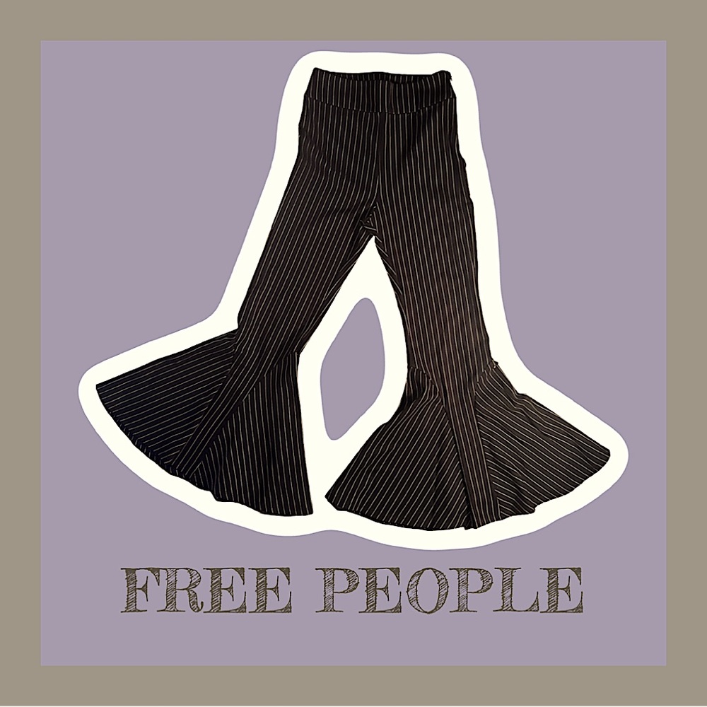 FREE PEOPLE Black & White Stripped Flare Pants